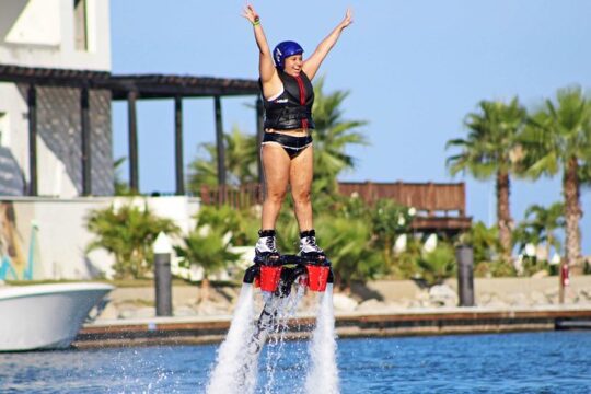 Best water tour in Cabo, Flyboard inside a protected Marina