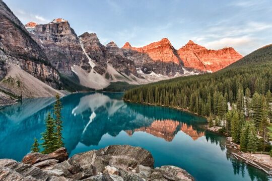 Moraine Lake Sunrise and Lake Louise from Canmore/Banff