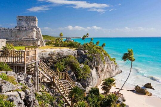 Discover tulum and 3 more places Coba, Cenote an Playa del Carmen in one day