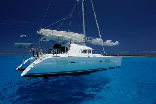 5-Hour Private 38' Luxury Catamaran 2-Stop Tour w/ Food, Open Bar & Snorkeling