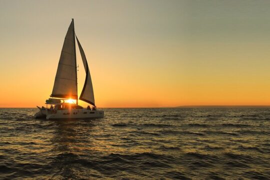 Sailboat on the Mayan Riviera at sunset