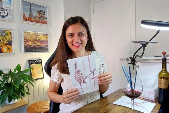 Art Class on How to paint with Red Wine - ONLINE experience